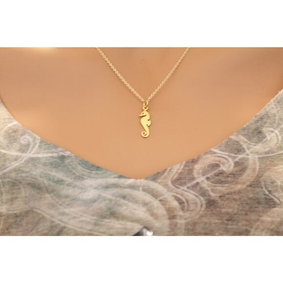 Flat Seahorse with 24K Gold Plated Necklace - Picture 3 of 5